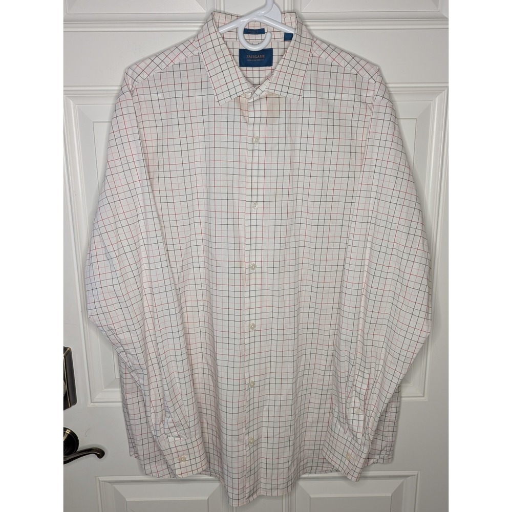 Fairlane Men's XL Window Pane Pattern Long Sleeve Collared Button Shirt EUC - Picture 2 of 9